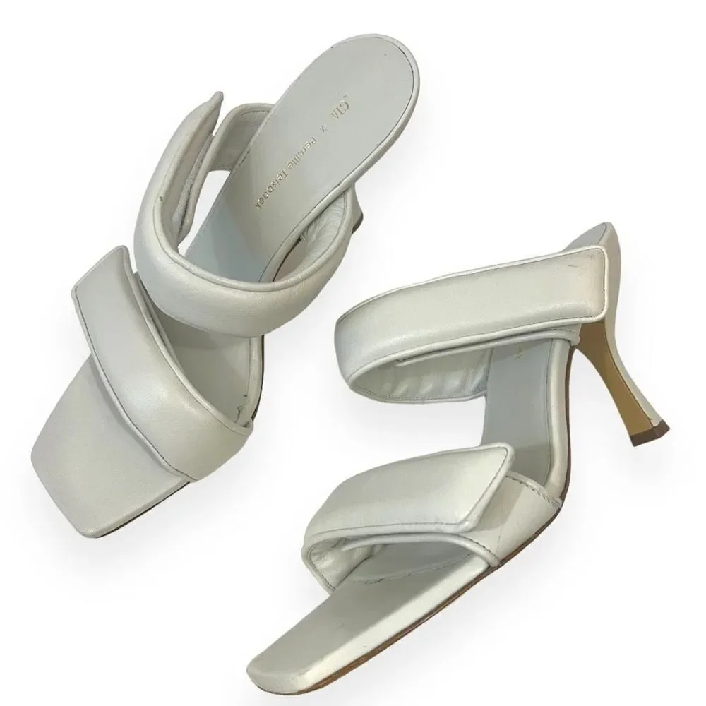 GIA BORGHINI 85mm Leather High Heel Sandals Steel Grey White Women's Size 40 - Picture 3 of 9